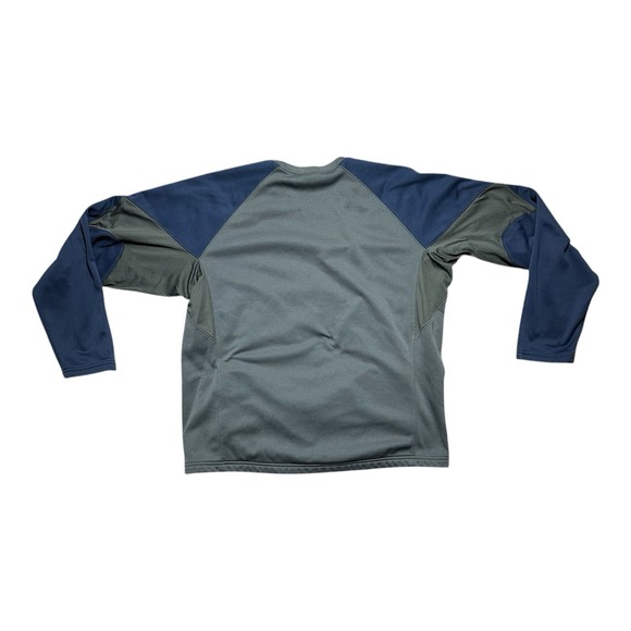 Nike Men's Basketball Thermafit Navy Gray Long Sleeve Fleece Lined Center Swoosh - Picture 2 of 9